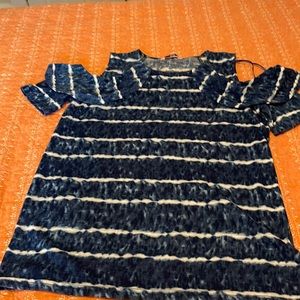 Juicy Couture top size XS blue with beige stripes. 100% polyester light top